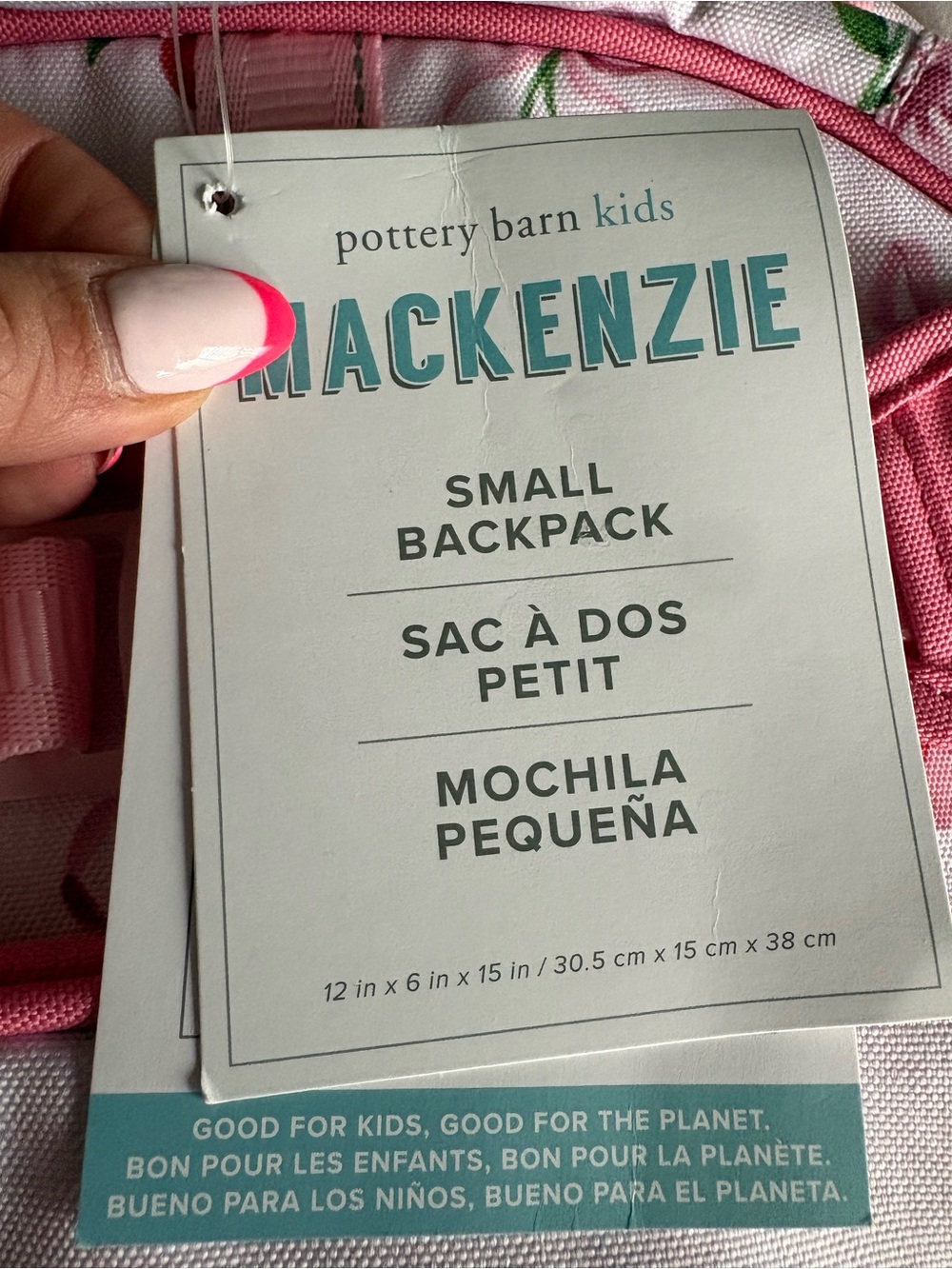 Pottery Barn Kids Mackenzie Small Backpack - Pink Cherry Bow Pattern - Picture 3 of 8